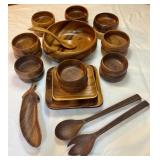 Polished Monkey Pod Wooden Salad Bowl Set 21pc+++