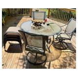 Outdoor Patio Set with Glass-Top Table and 6