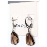 Large Golden Smokey Quartz Drop Earrings
