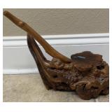 Natural Wood Sculpture With Inlay