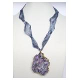 Purple Natural Druzy Quartz/Agate Geode Necklace