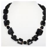 Raw Black Tourmaline and Onyx Necklace