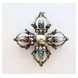 Vintage 925 Tibetan Double Thunder Pendant- 42g