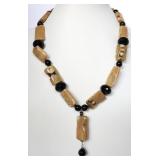 Fossil Coral & Black Onyx Statement Necklace