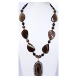 Large Smokey Quartz and Agate Statement Necklace
