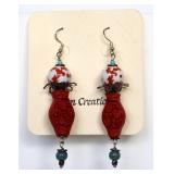 Mixed bead Red and White Earrings
