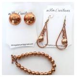 A Trio Of Copper: Bracelet and Earring Set