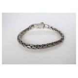 Heavy Sterling Silver Foxtail Woven Chain Bracelet