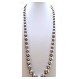 Sterling Long Graduated Bead Necklace -81g