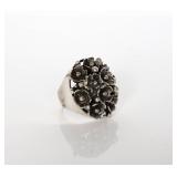 Solid Sterling Silver 3D Floral Cluster Dome Ring