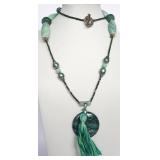 Sea Green Agate, African glass & Cultured Pearl