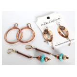 3 Pair of Copper, Sterling and Turquoise Earrings