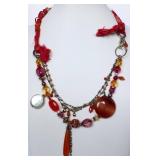 Boho Multi-Gemstone Sari Silk Necklace