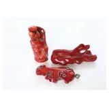 3pc Genuine  large Red Coral Pieces