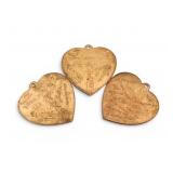 3pc Brass International "Love" Heart Pendants