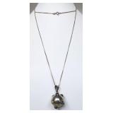 Vtg Sterling Multi-Gemstone Orb Capsule Pendant