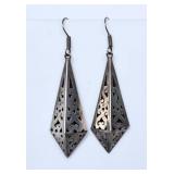 Vtg Mexican 925 Filagree Style Pyramid Earrings
