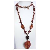 Artist mRm Garnets, Pearls Patina Copper Necklace