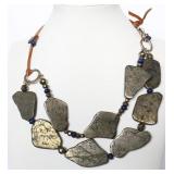 mRm Gemstone Metallic Slabs with Lapis Necklace