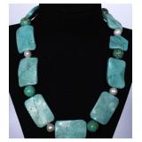 Turquoise, White Pearl Necklace