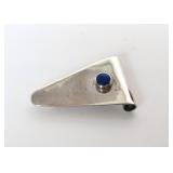 Vtg Modernist 925 & Lapis Slide Pendant/Omega Clip