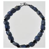 Blue Gemstone & Onyx Necklace