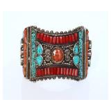 Vintage Tibetan/Nepalese Hinged Cuff Bracelet