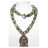 Jade and Rhyolite Budda Head Necklace