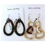 2 Pairs Large Natural Dangle Horn Earrings