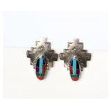Collectors: Vintage Multi-Stone Inlay 925 Earrings