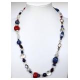 Patriotic Mixed Natural Gemstone Necklace