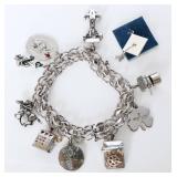 Vintage Sterling Silver Double-Link Charm Bracelet