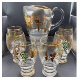 Glass Pitcher With Matching Glasses