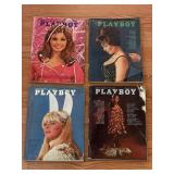 4 Vtg. Playboy Magazines, 1960s