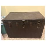 Black Storage Trunk With Contents