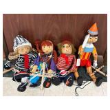 Four Wooden String Puppets