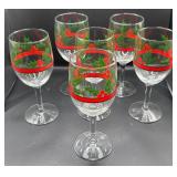 Six Holiday Wine Glasses