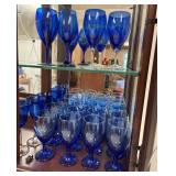 Blue Glass Stemware Lot