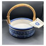Overcast Blue Spongeware Bowl With Handle
