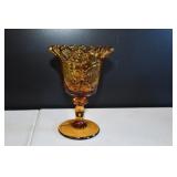 Vtg Amber Glass American Eagle & Shield Goblet