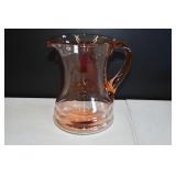 Vtg Art Deco Pink Glass Pitcher