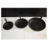 5", 6" , and 8" Cast Iron Skillets