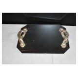 Vtg Silver Plate 2 Handles Vanity Mirror Tray