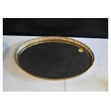Vtg Brass Mirror Vanity Tray