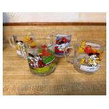 4 1978 Garfield Glass Mugsï¿½4.25x3x3.5