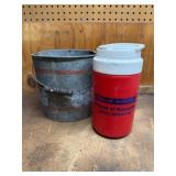 Metal Pail and Bobcat Thermos