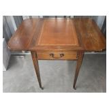 Vintage Drop-Leaf Table w/ Leather