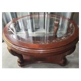 Traditional Round End Table w/ Glass Inset