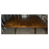 Rectangular Wood Parquet Dining Table w/ Pedestal
