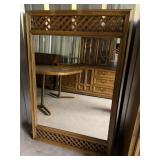 Drexel Wood-Framed Mirror w/ Lattice Detail